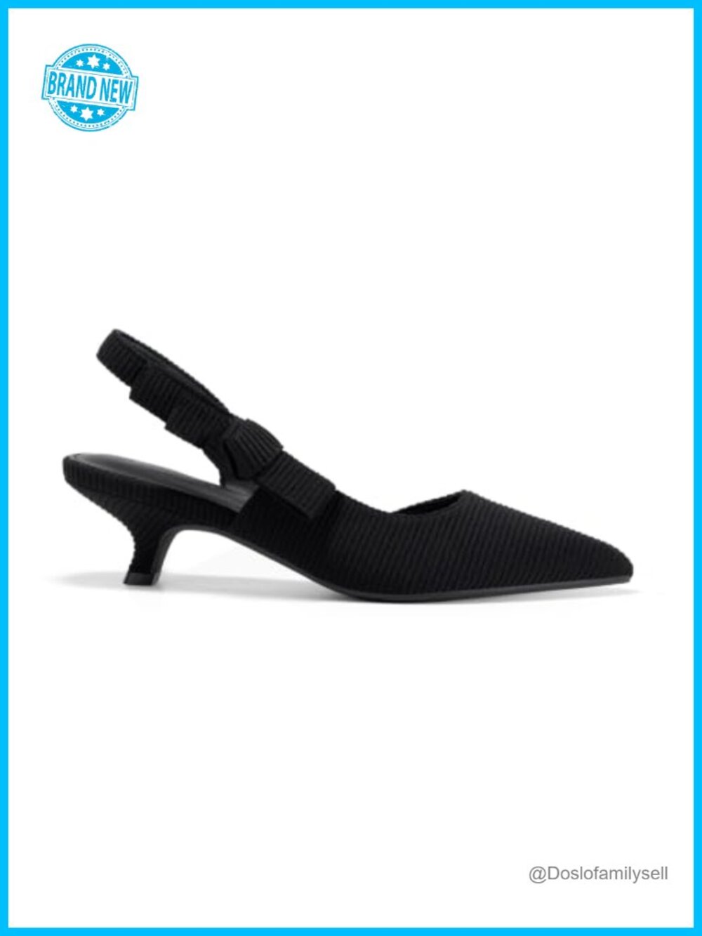 Coutgo Womens Slingback Kitten Heels Pointed Toe D'Orsay Bow Dress Shoes